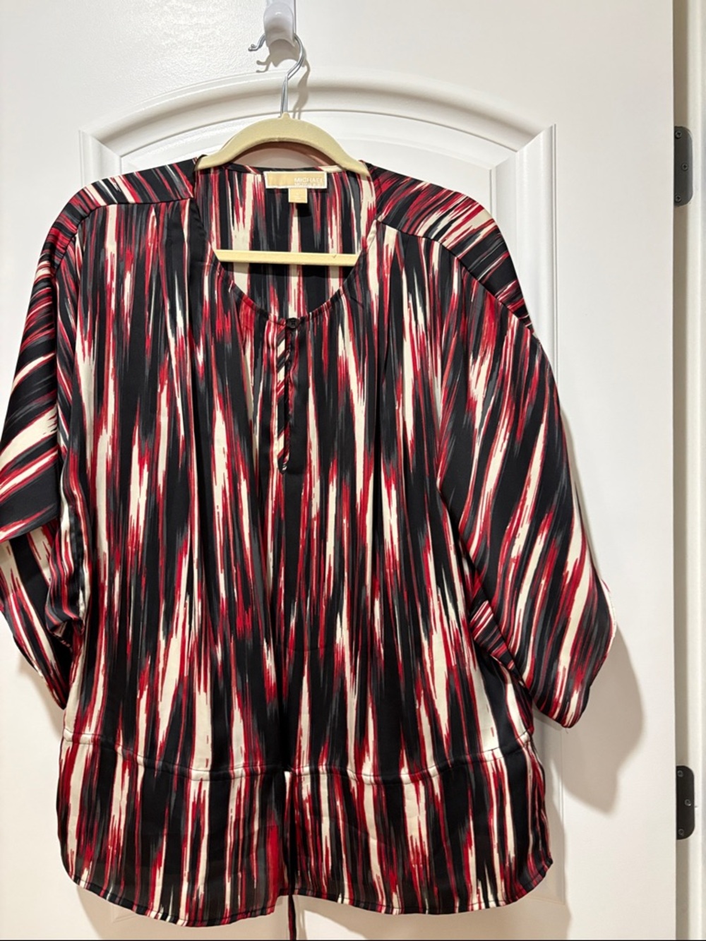 MICHAEL Michael Kors Black, Red & Cream Striped Ikat-Style Tunic
